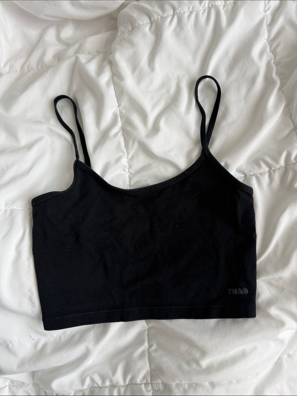 TNA Black Spaghetti-Strap Cropped Tank